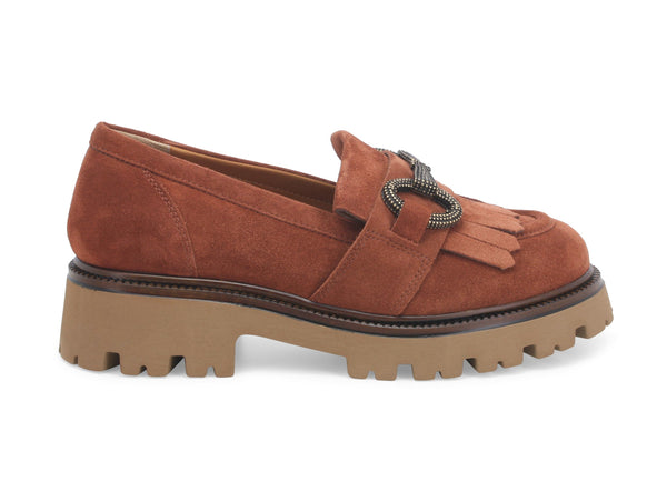 Melluso mocassini carrarmato tomaia camoscio marrone R45351-217536